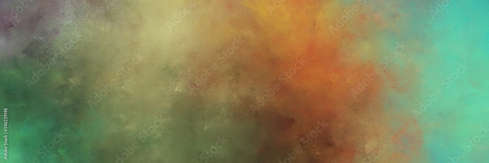 beautiful pastel brown, medium aqua marine and dark slate gray colored vintage abstract painted background with space for text or image. can be used as horizontal header or banner orientation