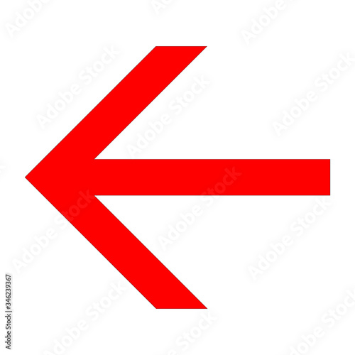 Angular red arrow to the left icon on a white background