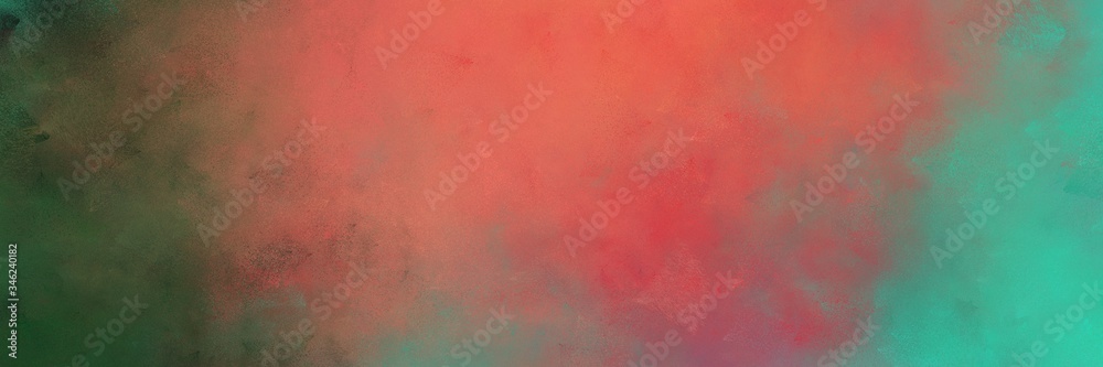 beautiful vintage abstract painted background with indian red, moderate red and sea green colors and space for text or image. can be used as horizontal header or banner orientation