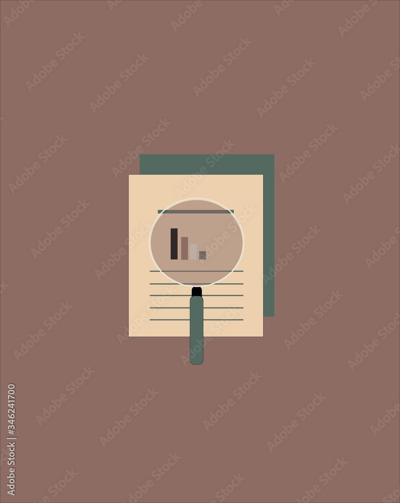 Informe SEO con gráfico y lupa