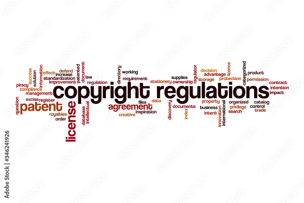 Copyright regulations word cloud concept Stock Illustration | Adobe Stock