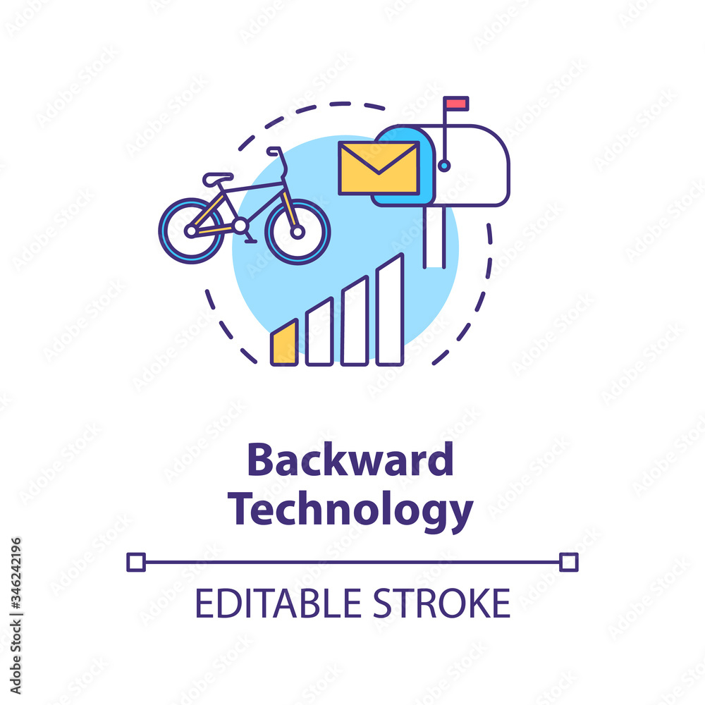 Backward technology concept icon. Country living disadvantage. Low quality transport. Village life condition idea thin line illustration. Vector isolated outline RGB color drawing. Editable stroke