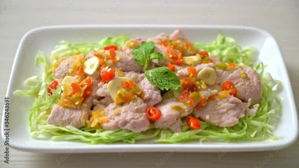 Spicy Pork Salad or Boiled Pork with Lime Garlic and Chili Sauce