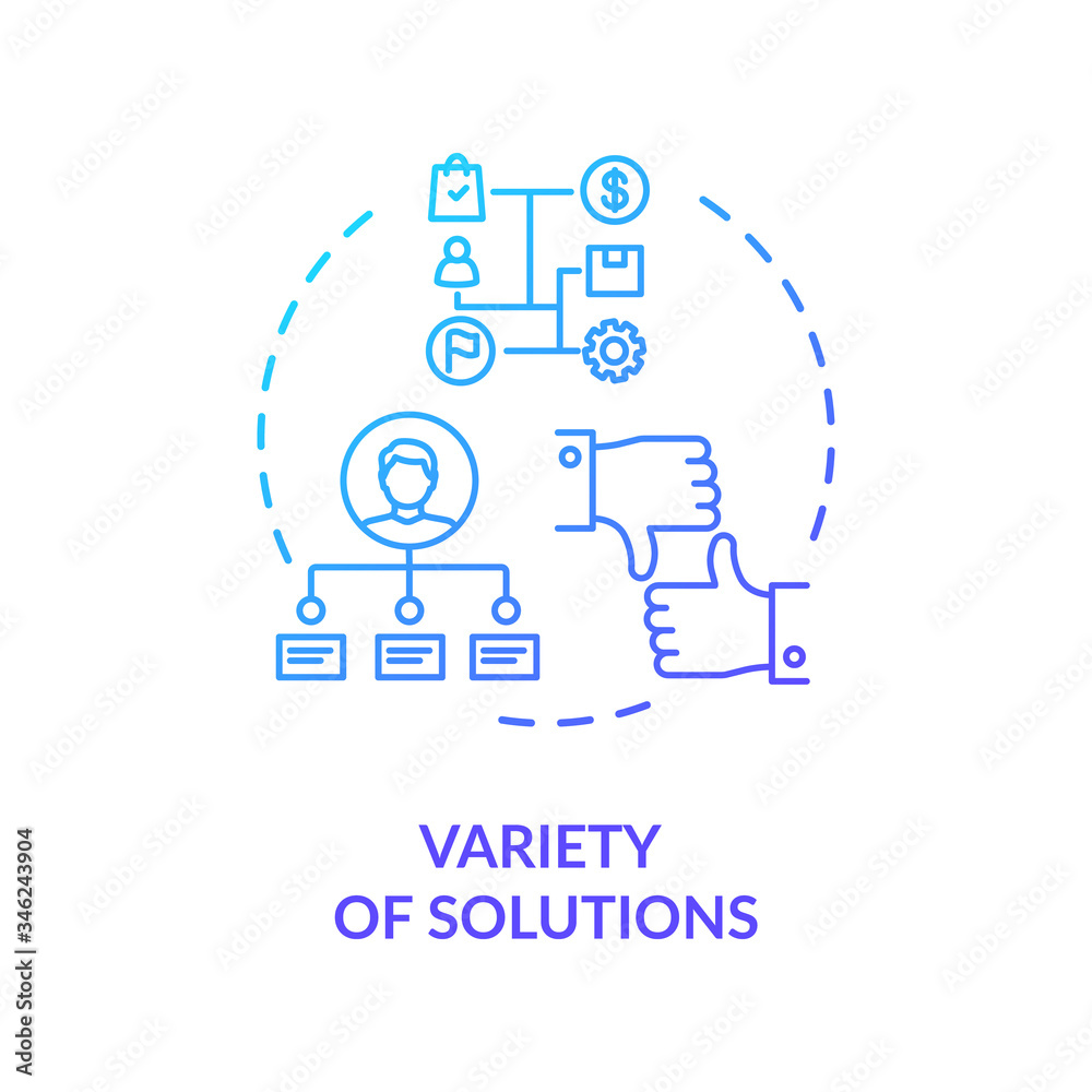 Variety of solutions concept icon. Creative thinking, problem solving idea thin line illustration. Finding new ways, professional growth. Vector isolated outline RGB color drawing