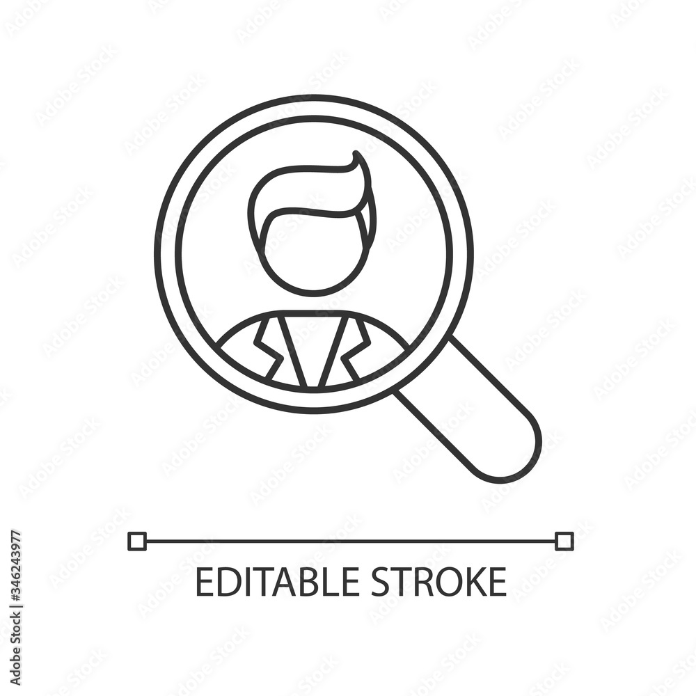 Vacancy pixel perfect linear icon. Hire employee. Recruit for position. Human resources. Thin line customizable illustration. Contour symbol. Vector isolated outline drawing. Editable stroke