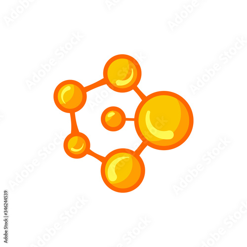 Fish oil chemical formula icon isolated on white background. Vitamin template.  molecule model. Flat style. Treatment nutrition skin care vector design.