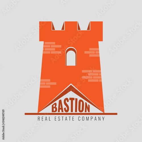 Authentic Castle tower symbol for logo or icon design. Vector illustration.