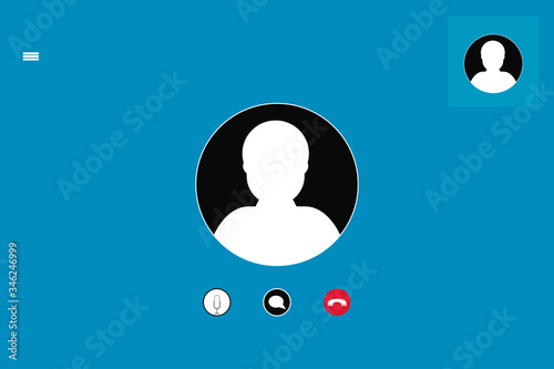 mod Illustration of webinar, online conference and training. Flat call screen. Vector illustration eps10