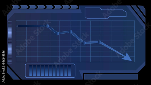 Falling stock exchange statistics hologram on virtual screen. Trade and finance depression. Global economic crises. Global economic recession. Bancrupt concept