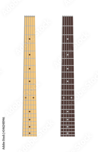 Maple and ebony guitar fingerboard isolated on white background, vector illustration