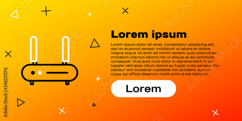 Line Router and wi-fi signal icon isolated on yellow background. Wireless ethernet modem router. Computer technology internet. Colorful outline concept. Vector Illustration