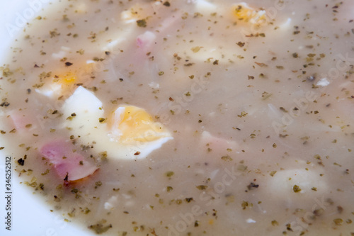 homemade traditional polish żur (sourdough soup)