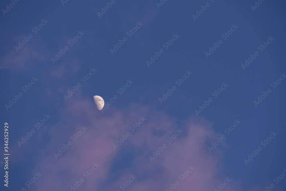 Night sky with clear view of the moon and craters on surface Night sky with clear view of the moon and craters on surface