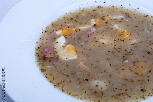 homemade traditional polish żur (sourdough soup)
