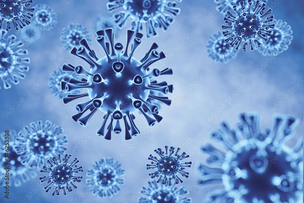 Pathogen of a dangerous coronavirus that has caused epidemics around the world in realistic 3D visualization Pathogen of a dangerous coronavirus that has caused epidemics around the world in realistic 3D visualization