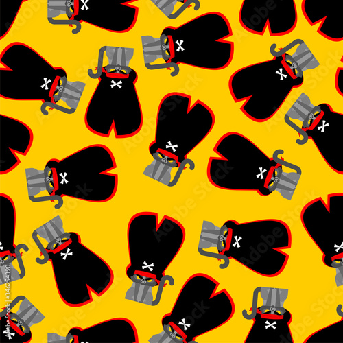 Cat pirate pattern seamless. Pet buccaneer ornament. Grumpy Cat filibuster background. vector texture