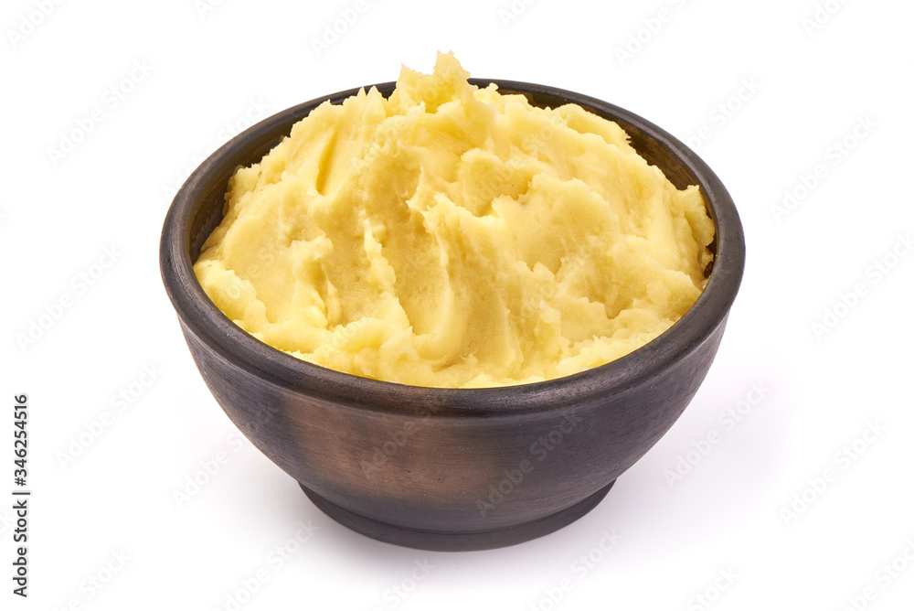 Mashed potatoes, isolated on white background Mashed potatoes, isolated on white background