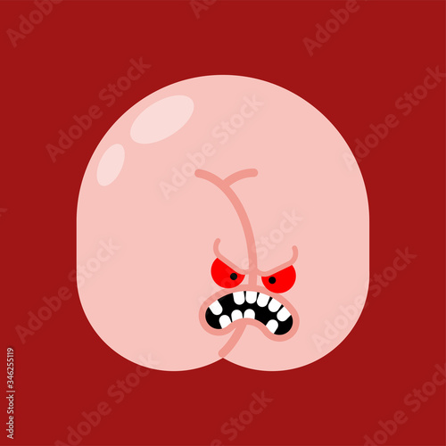 Angey Ass isolated. Evil buttocks vector illustration. Back Part body