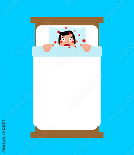 Coronavirus patient in bed. Global epidemic disease 2019-nCoV virus. Pandemic concept