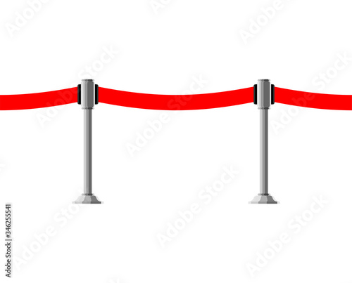 Barrier red fence ribbon horizontal pattern seamless. vector ornament