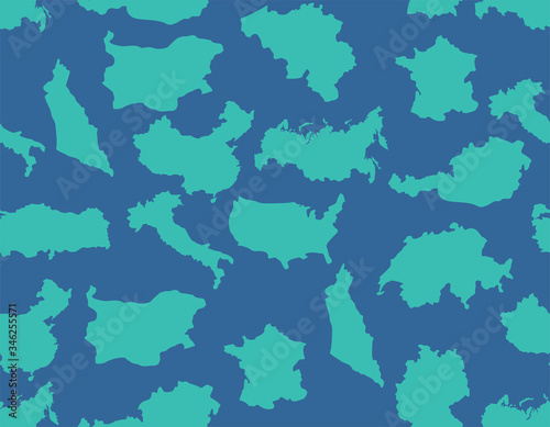 Map country set pattern seamless. USA and Germany. Austria and Australia, Turkey and China. Bulgaria and Switzerland. Vector background