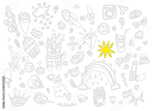 Hand-Drawn Sketchy Notebook Doodle Design Elements Set Vector Illustration