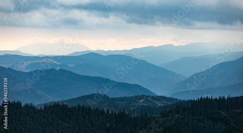 Mountain blue gradient landscape panorama twilight in mountains 