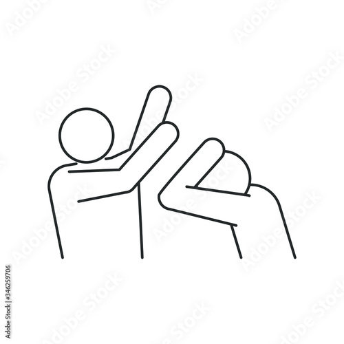 line icon, beating with hands of one person - another