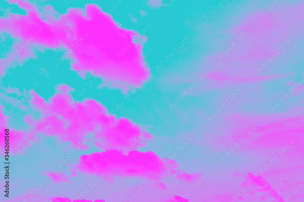 Pink cloud on blue background frame