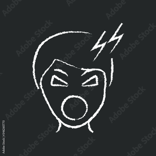 line chalk icon, aggressive person who screams