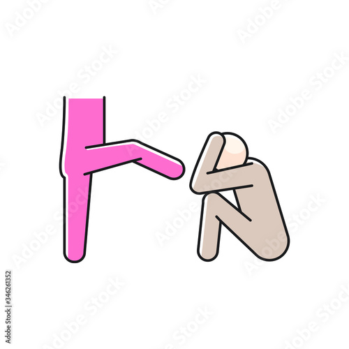 color icon, kicking a seated person