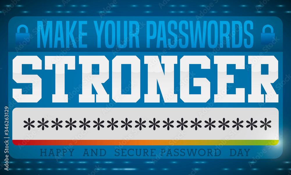 Digital Window Promoting to Make Strong Passwords in its Day, Vector Illustration