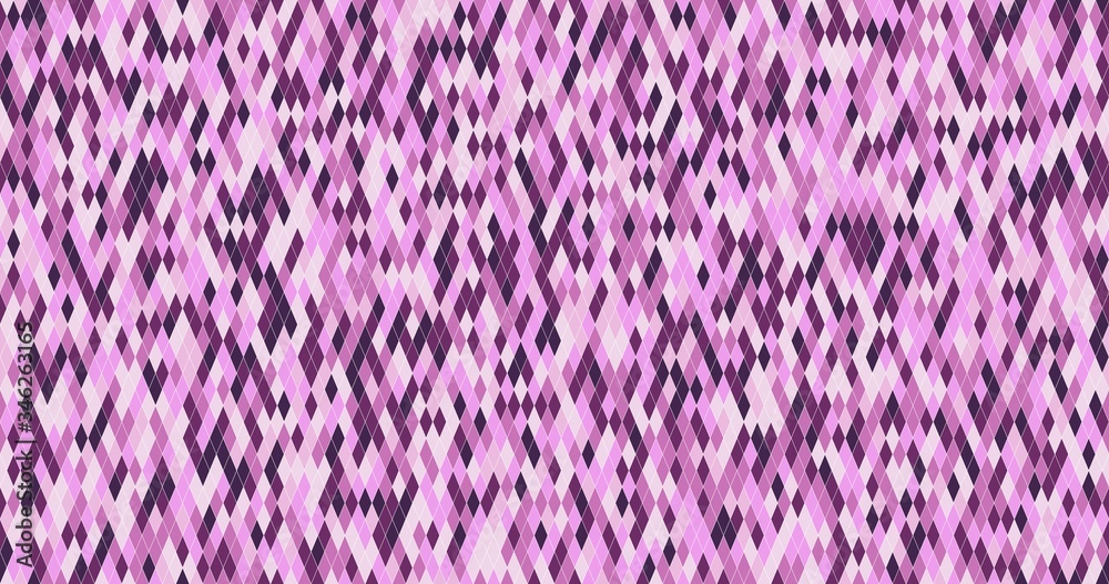Seamless vector pattern. Abstract background of rhombuses of raspberry, pink and white shades