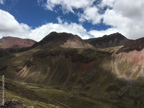 Rainbow mountains in Peru  georgeous beautiful landscape  Colorful view. Peruvian travel background  andes.