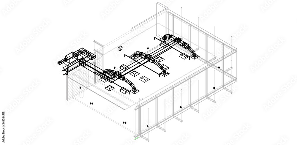 architectural isometric blueprint of HVAC system in BIM Stock ...