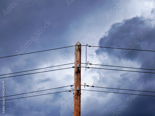 Telefonleitung vor dunklen Wolken photo