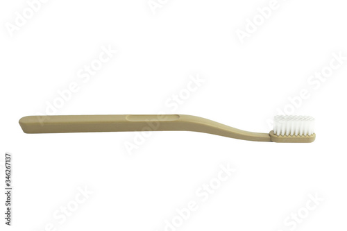 Toothbrush made of recycling material on white background
