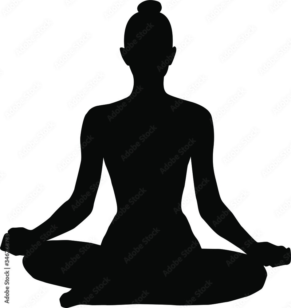 girl in yoga after yoga, sport at home, black silhouette on a white background, lotus pose, house insulation girl in yoga after yoga, sport at home, black silhouette on a white background, lotus pose, house insulation