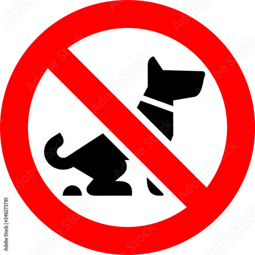 No Fouling Dog forbidden sign, modern round sticker, vector illustration