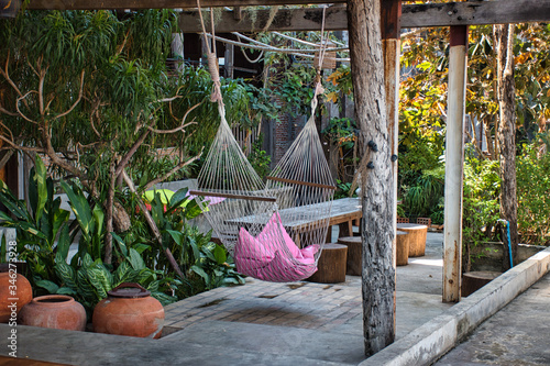 Interior and exterior of the Rongsi Studio Cafe Restaurant and Homestay at Ko Kret island
