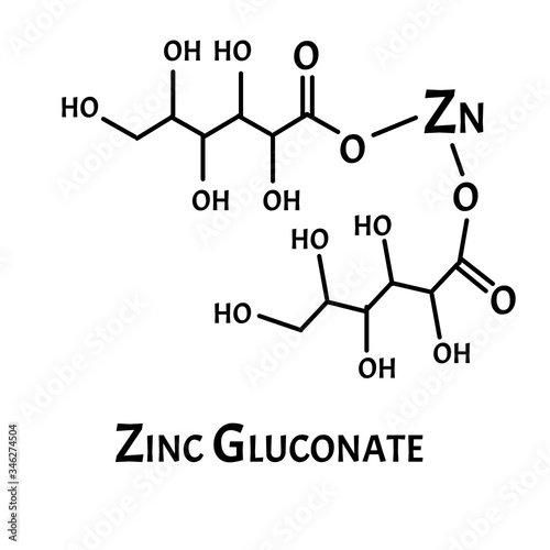 Zinc Gluconate is a molecular chemical formula. Zinc infographics. Vector illustration on isolated background. photo