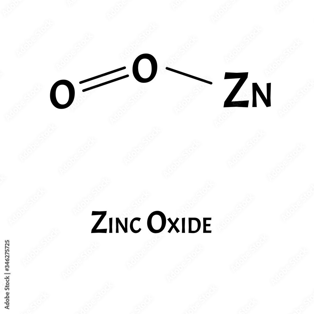 Zinc oxide is a molecular chemical formula. Zinc infographics. Vector