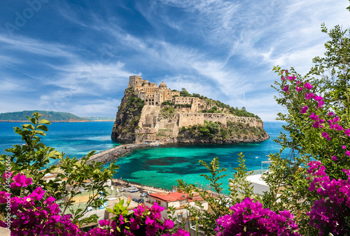 Landscape with Aragonese Castle, Ischia island, Italy