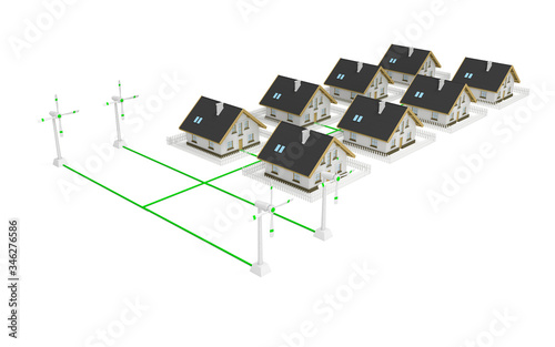 3D Many  Home with Wind Energy