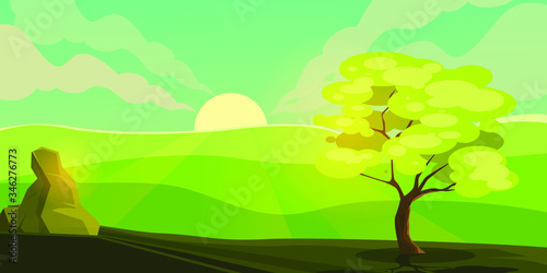 summer background landscape scenery vector illustration design