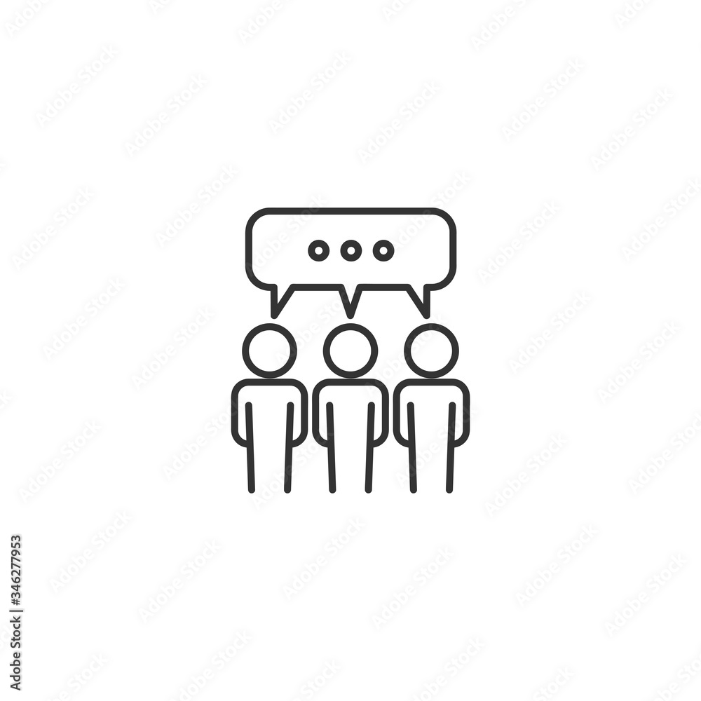 Teamwork discussion line icon with editable stroke. Business concept. Meeting, conversation.. Simple black outline symbol in flat style design. Isolated on white background. Vector illustration. Teamwork discussion line icon with editable stroke. Business concept. Meeting, conversation.. Simple black outline symbol in flat style design. Isolated on white background. Vector illustration.