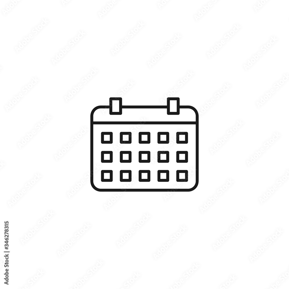 Calendar line icon with editable stroke. Simple black outline date symbol in flat style design. Isolated on white background. Vector illustration. Calendar line icon with editable stroke. Simple black outline date symbol in flat style design. Isolated on white background. Vector illustration.