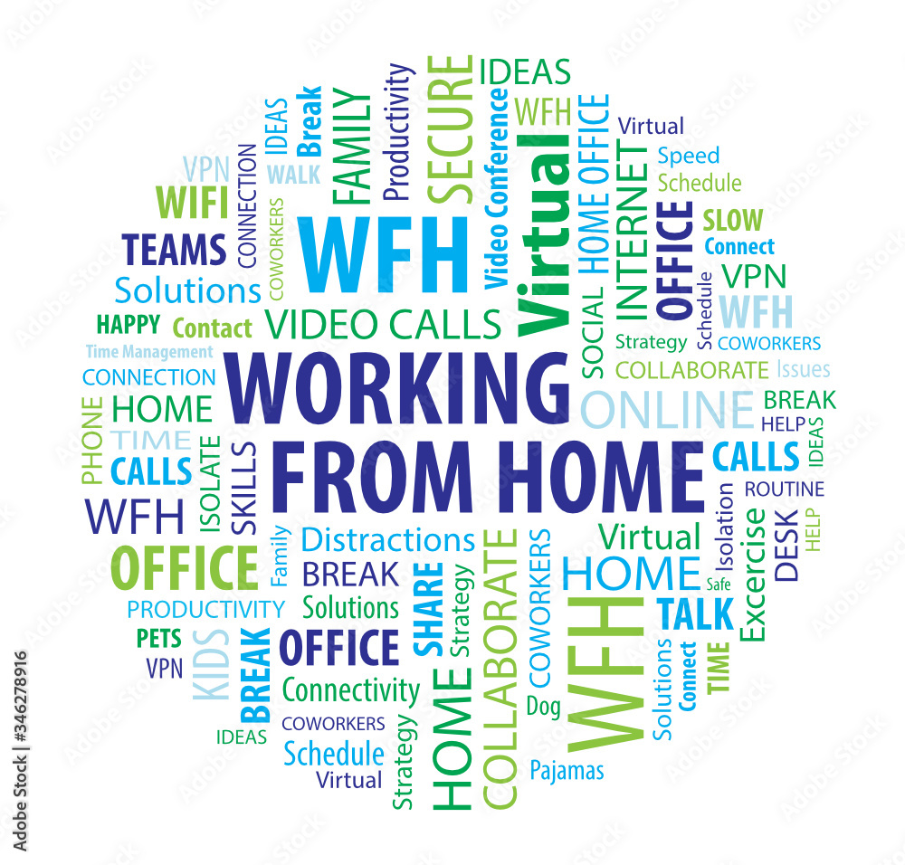Fototapeta premium Working From Home Word Cloud in Circle Shape