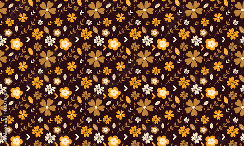 Vector Floral Seamless Pattern Autumn Background, Summer Themes