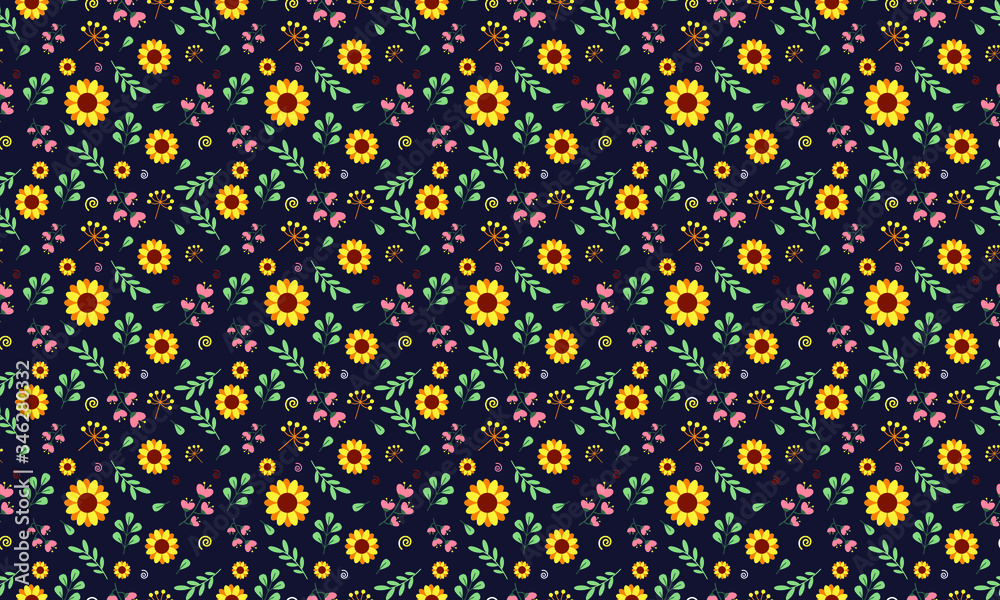 Vector Floral Seamless Pattern Autumn Background, Summer Themes Vector Floral Seamless Pattern Autumn Background, Summer Themes